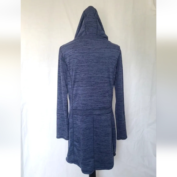Athleta Blue Heathered Hooded Sweater Dress Medium Long Sleeve Pockets - Picture 4 of 5